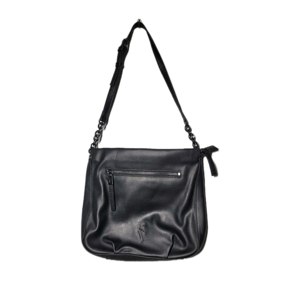 Simply Vera Vera Wang Black Shoulder Strap Tote Purse With Black Accents & Chain